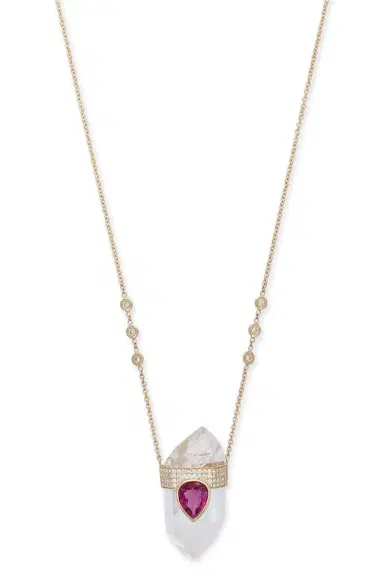 Jacquie Aiche Clear Quartz Tourmaline Pendant Necklace | Thumbnail 1