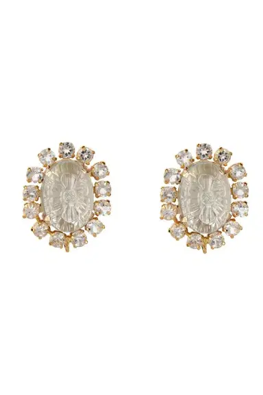 BOUNKIT JEWELRY Clear Quartz White Topaz Alondra Stud Earrings | Thumbnail 1 BOUNKIT JEWELRY Clear Quartz White Topaz Alondra Stud Earrings | Thumbnail 1