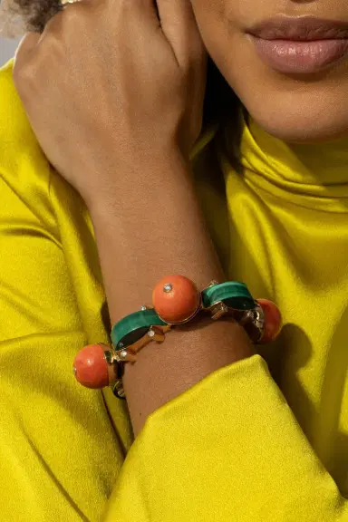 ALETTO BROTHERS Coral Bead Malachite Terra Linea Bracelet | Thumbnail 2