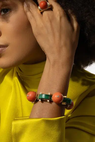 ALETTO BROTHERS Coral Bead Malachite Terra Linea Bracelet | Thumbnail 3
