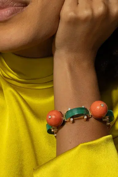 ALETTO BROTHERS Coral Bead Malachite Terra Linea Bracelet | Thumbnail 4