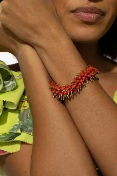 ALETTO BROTHERS Coral Bead Spiked Muse Bracelet | Thumbnail 2