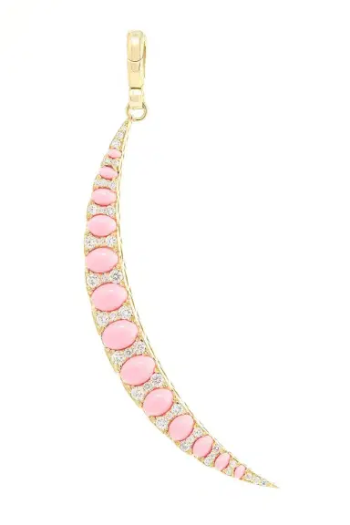 Jenna Blake Coral Diamond Large Crescent Charm | Thumbnail 1