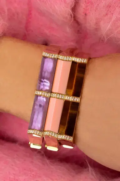 Jenna Blake Coral Diamond Pyramid Bangle | Thumbnail 2