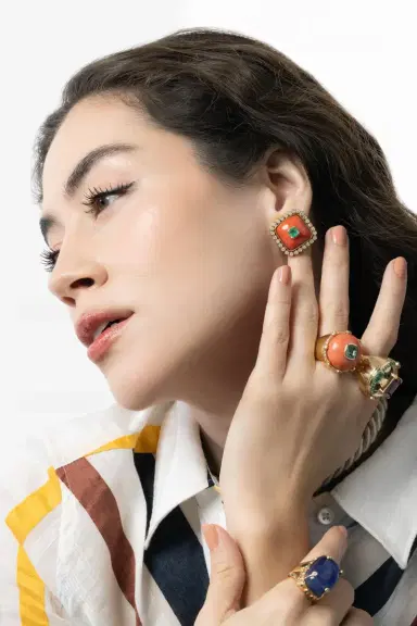 DENISE CASSOU Coral Emerald Earrings | Thumbnail 4 DENISE CASSOU Coral Emerald Earrings | Thumbnail 4