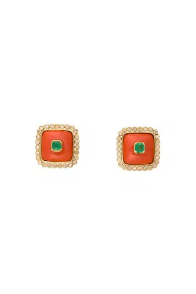 DENISE CASSOU Coral Emerald Earrings | Thumbnail 1 DENISE CASSOU Coral Emerald Earrings | Thumbnail 1