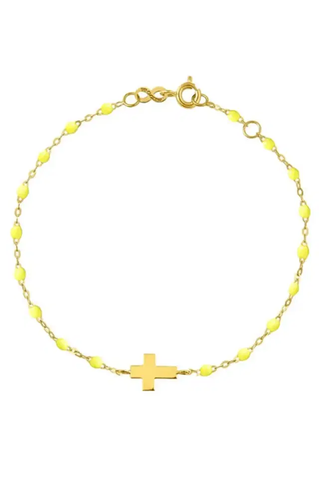Cross Charm Classic Gigi Bracelet - 6.7in - Lime