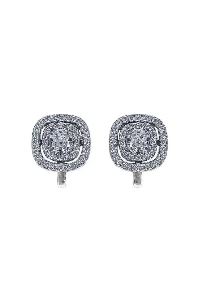 FANTASIA by DESERIO Cushion Cut Double Halo Earrings