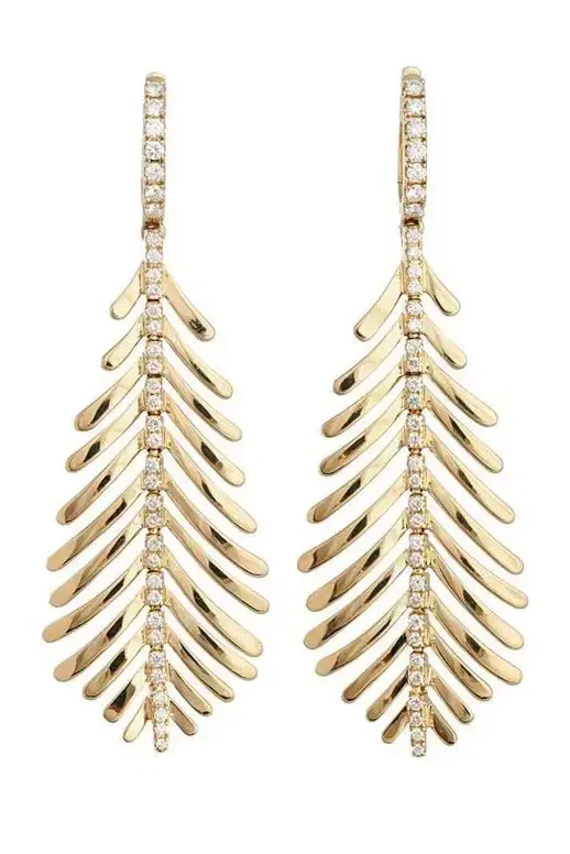 Custom Diamond Spine Plume Earrings