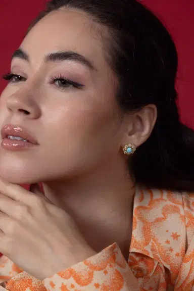 TANYA FARAH Daisy Turquoise Large Stud Earrings | Thumbnail 3