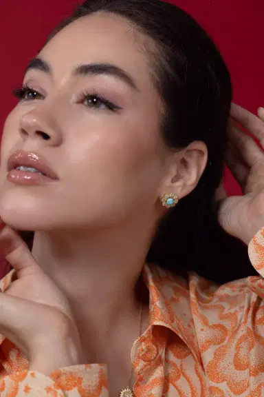 TANYA FARAH Daisy Turquoise Large Stud Earrings | Thumbnail 4