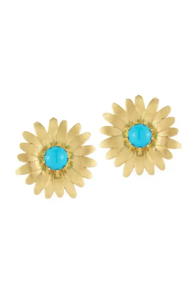 TANYA FARAH Daisy Turquoise Large Stud Earrings | Thumbnail 1