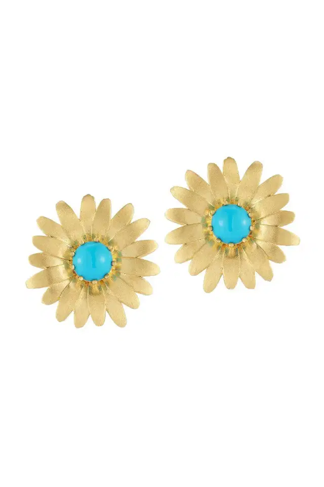 TANYA FARAH Daisy Turquoise Large Stud Earrings
