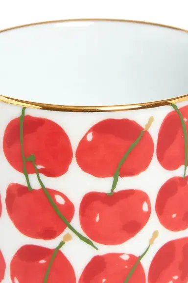 La DoubleJ Decorative Cup - Cherries Ivory | Thumbnail 2