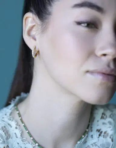 GRAZIELA Diamond 3 Sided Hoops | Thumbnail 5