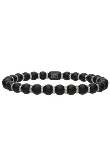 ROBERTO DEMEGLIO Diamond Alternating Matte Black Sfera Stretch Bracelet | Thumbnail 1