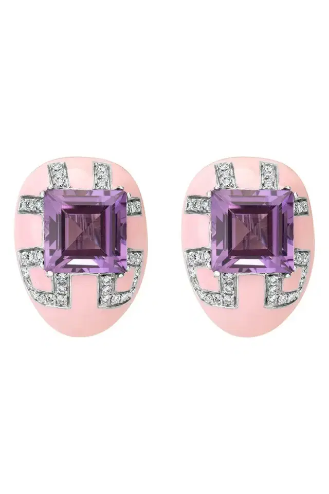 ANDREOLI Diamond Amethyst Pink Earrings