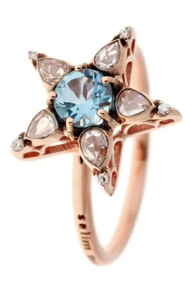 Selim Mouzannar Diamond and Aquamarine Star Ring | Thumbnail 1 Selim Mouzannar Diamond and Aquamarine Star Ring | Thumbnail 1