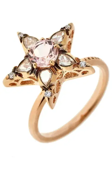 Selim Mouzannar Diamond and Morganite Star Ring | Thumbnail 1 Selim Mouzannar Diamond and Morganite Star Ring | Thumbnail 1
