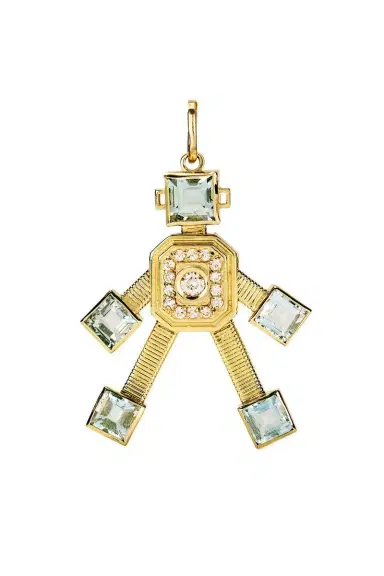VAN Diamond Aquamarine Mini Piccolo Robot Pendant | Thumbnail 1 VAN Diamond Aquamarine Mini Piccolo Robot Pendant | Thumbnail 1