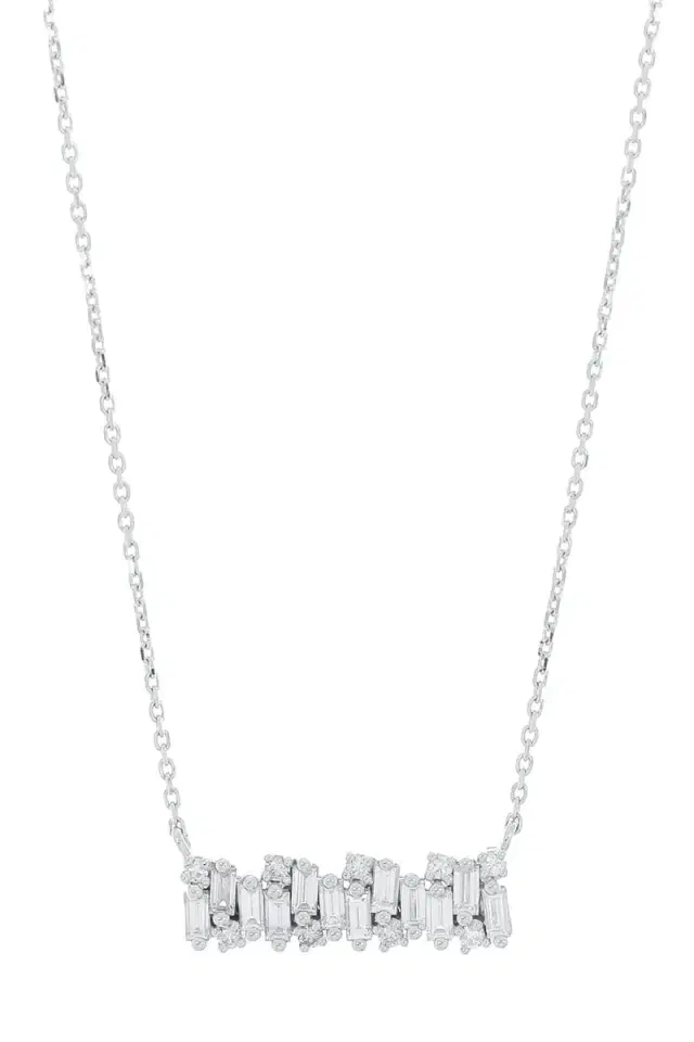 Suzanne Kalan Diamond Baguette Bar Necklace