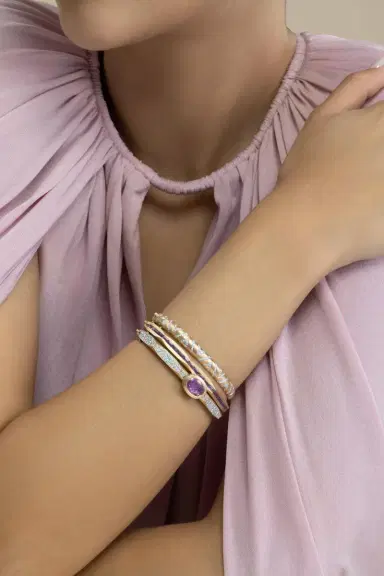 ARUNASHI Diamond Baguette Black Enigma Bangle Bracelet | Thumbnail 1