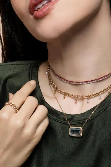 SHAY JEWELRY Diamond Baguette Drop Link Choker Necklace | Thumbnail 4 SHAY JEWELRY Diamond Baguette Drop Link Choker Necklace | Thumbnail 4