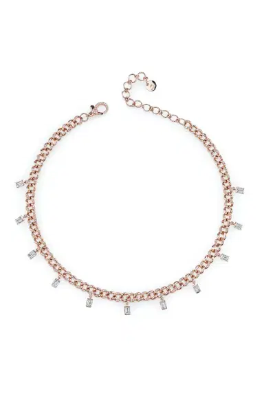 SHAY JEWELRY Diamond Baguette Drop Link Choker Necklace | Thumbnail 1 SHAY JEWELRY Diamond Baguette Drop Link Choker Necklace | Thumbnail 1