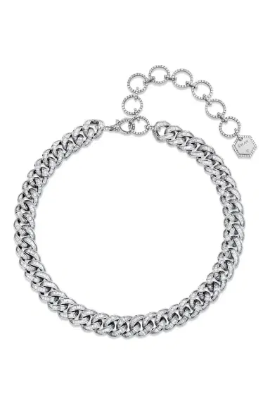 SHAY JEWELRY Diamond Baguette Essential Link Necklace - White Gold | Thumbnail 1 SHAY JEWELRY Diamond Baguette Essential Link Necklace - White Gold | Thumbnail 1