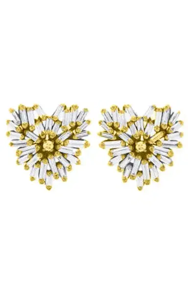 Suzanne Kalan Diamond Baguette Heart Earrings | Thumbnail 3