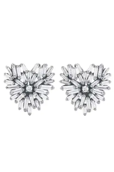 Suzanne Kalan Diamond Baguette Heart Earrings | Thumbnail 1