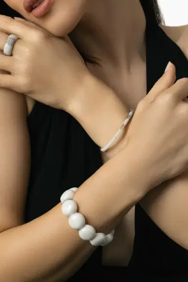 ROBERTO DEMEGLIO Diamond Bar White Large Bead Dama Bracelet | Thumbnail 3 ROBERTO DEMEGLIO Diamond Bar White Large Bead Dama Bracelet | Thumbnail 3