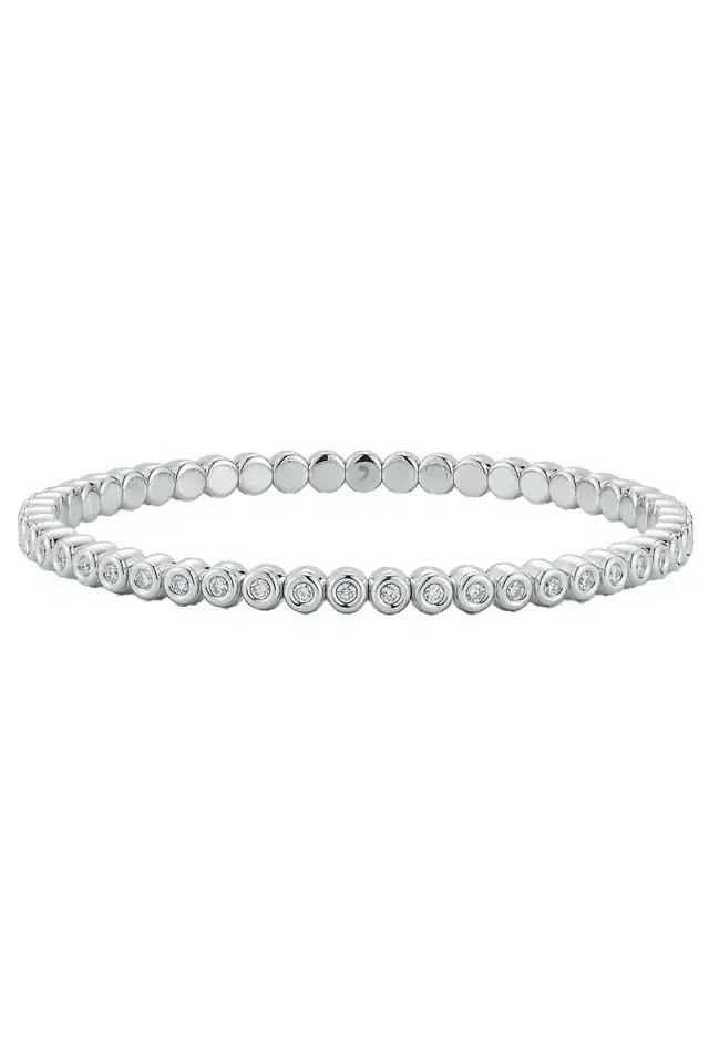 ROBERTO DEMEGLIO Diamond Bezel Extensible Stretch Bracelet - White Gold