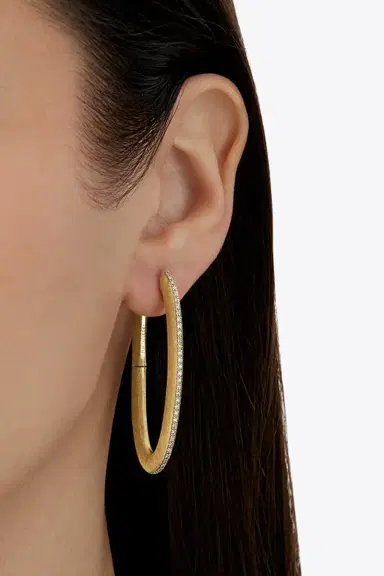 NANIS Diamond Big Oval Libera Icon Hoop Earrings | Thumbnail 3