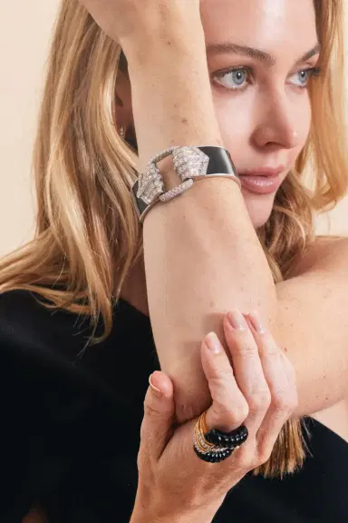 ANDREOLI Diamond Black Cuff Bracelet | Thumbnail 3