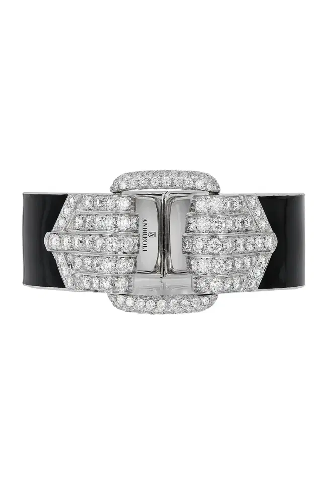 ANDREOLI Diamond Black Cuff Bracelet