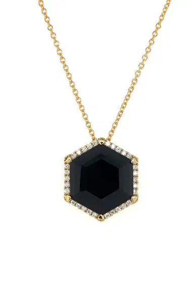 LISA NIK Diamond Black Onyx Hexagon Necklace | Thumbnail 1 LISA NIK Diamond Black Onyx Hexagon Necklace | Thumbnail 1