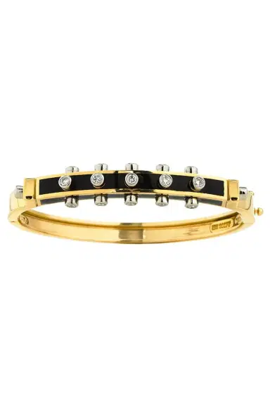 DAVID WEBB Diamond Black Studlette Bangle Bracelet | Thumbnail 1