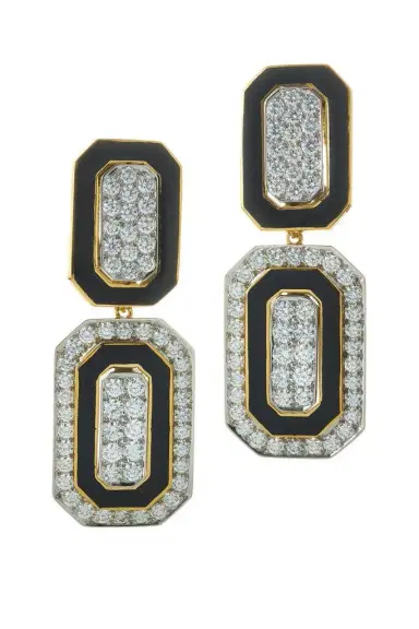 DAVID WEBB Diamond Black Tuxedo Earrings | Thumbnail 1 DAVID WEBB Diamond Black Tuxedo Earrings | Thumbnail 1