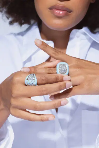 DAVID WEBB Diamond Blue Cabana Ring | Thumbnail 4 DAVID WEBB Diamond Blue Cabana Ring | Thumbnail 4