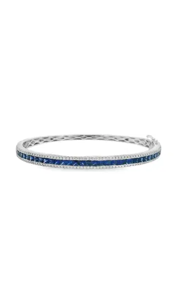 LISA NIK Diamond Blue Sapphire Bangle Bracelet | Thumbnail 1 LISA NIK Diamond Blue Sapphire Bangle Bracelet | Thumbnail 1