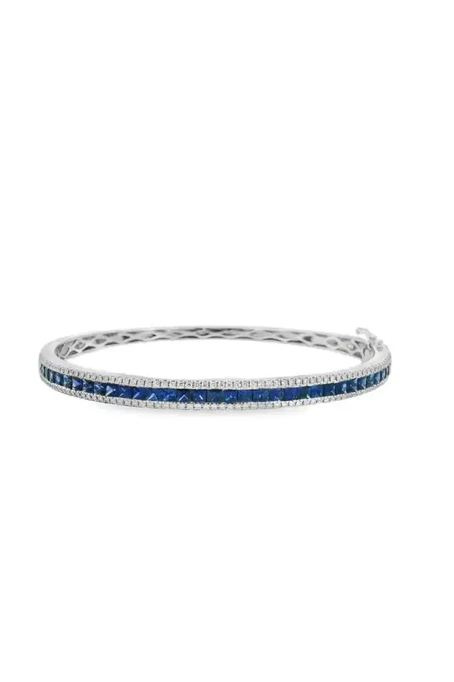 LISA NIK Diamond Blue Sapphire Bangle Bracelet