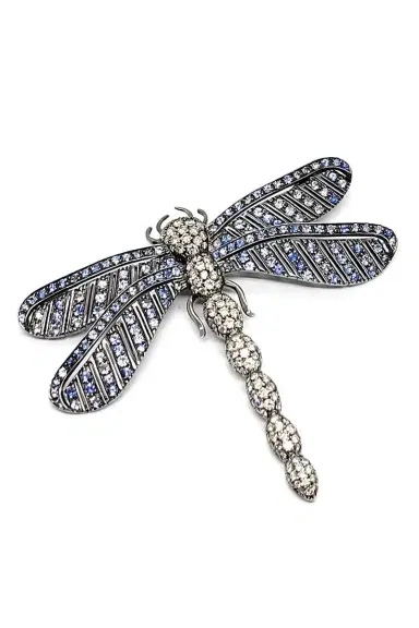 ANDREOLI Diamond Blue Sapphire Dragonfly Pin | Thumbnail 1 ANDREOLI Diamond Blue Sapphire Dragonfly Pin | Thumbnail 1