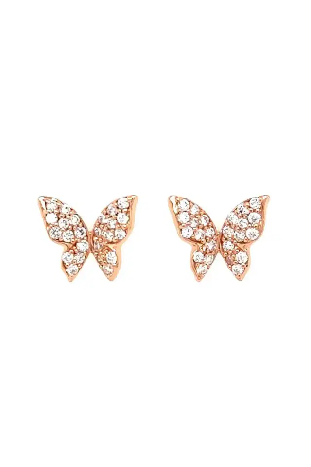 LISA NIK Diamond Butterfly Stud Earrings
