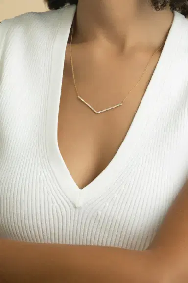 LISA NIK Diamond Chevron Necklace | Thumbnail 2