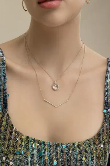 LISA NIK Diamond Chevron Necklace | Thumbnail 2