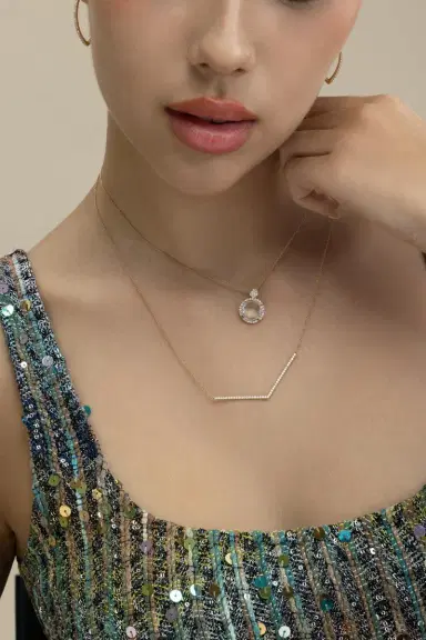 LISA NIK Diamond Chevron Necklace | Thumbnail 4
