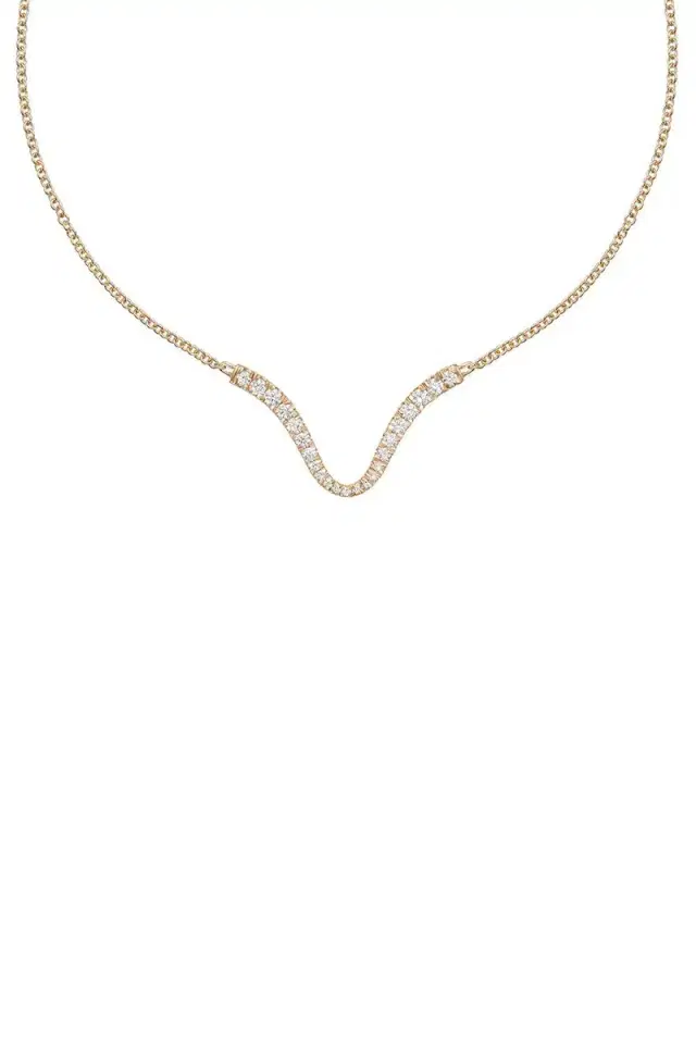 Melissa Kaye Diamond Clara Curved Pendant Necklace