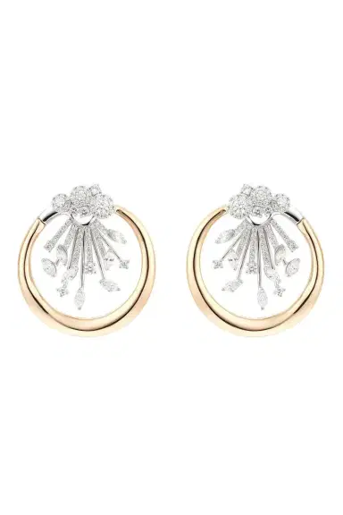 YEPREM Diamond Cluster Round Hoop Earrings | Thumbnail 1 YEPREM Diamond Cluster Round Hoop Earrings | Thumbnail 1