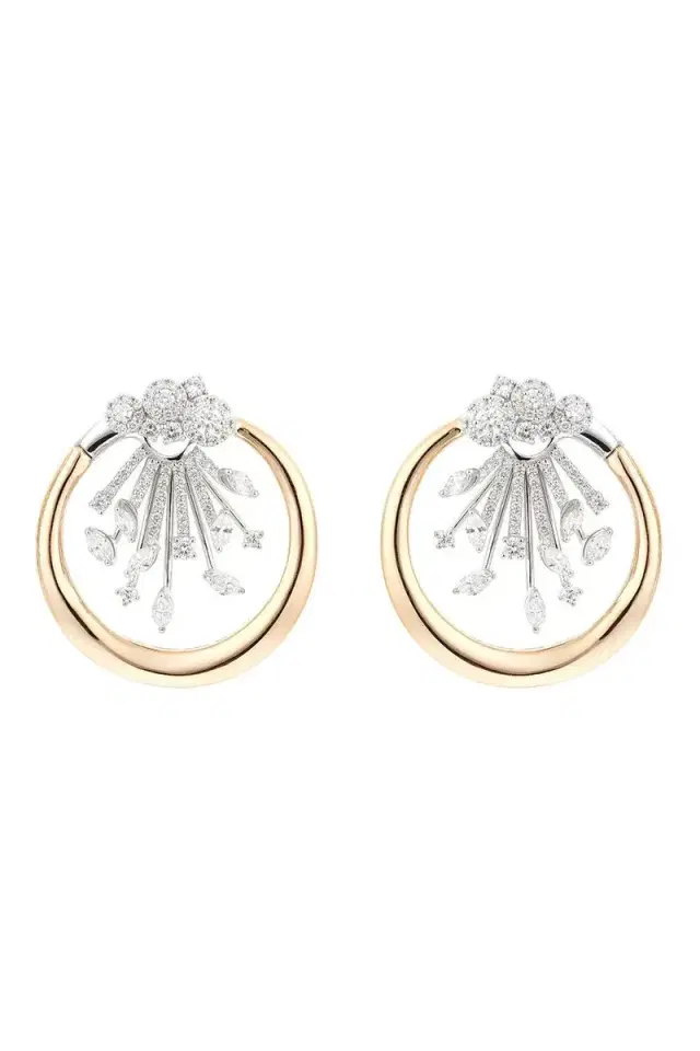 YEPREM Diamond Cluster Round Hoop Earrings